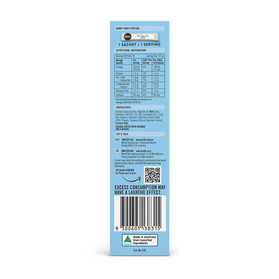 NESCAFÉ® Sugar Free Latte Sachets