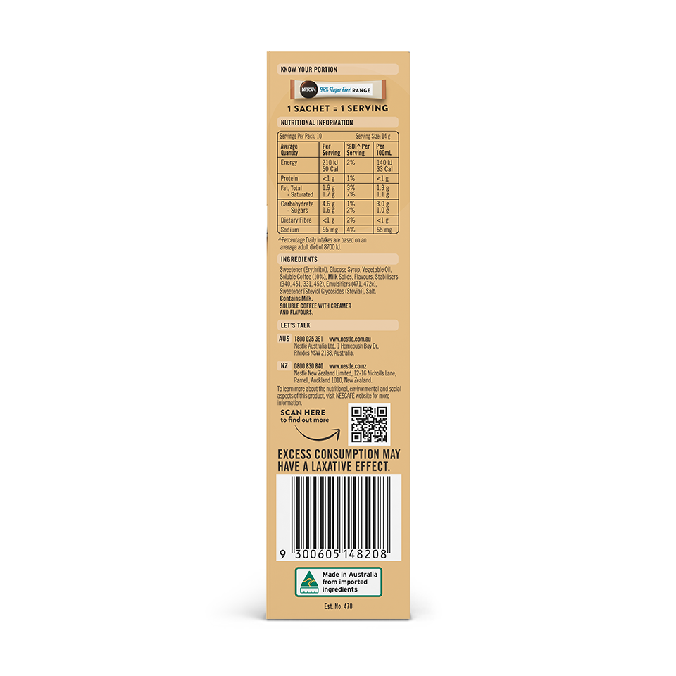 NESCAFÉ® Sugar Free Vanilla Malt Latte Sachets