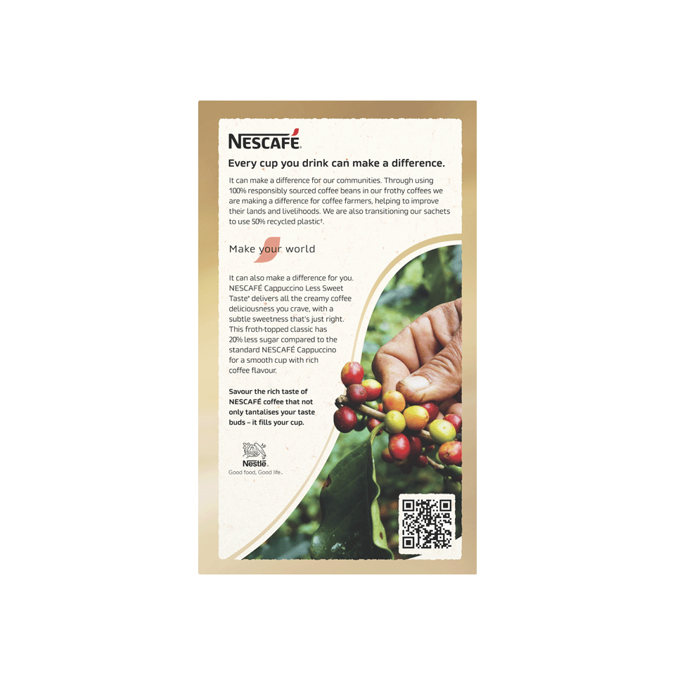 NESCAFÉ® Cappuccino Less Sweet Taste sachets