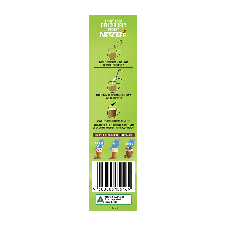 NESCAFÉ® 98% Sugar Free Hazelnut Latte sachets