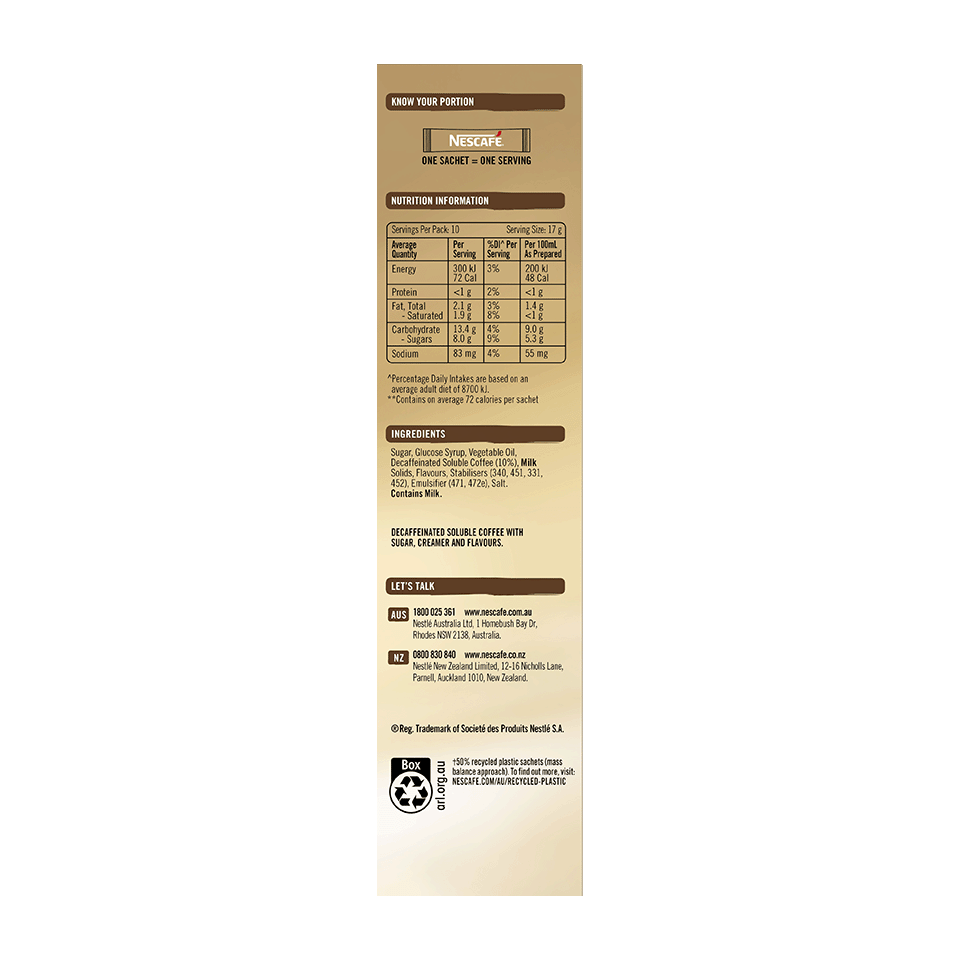 NESCAFÉ® Caramel Latte Decaf Sachets