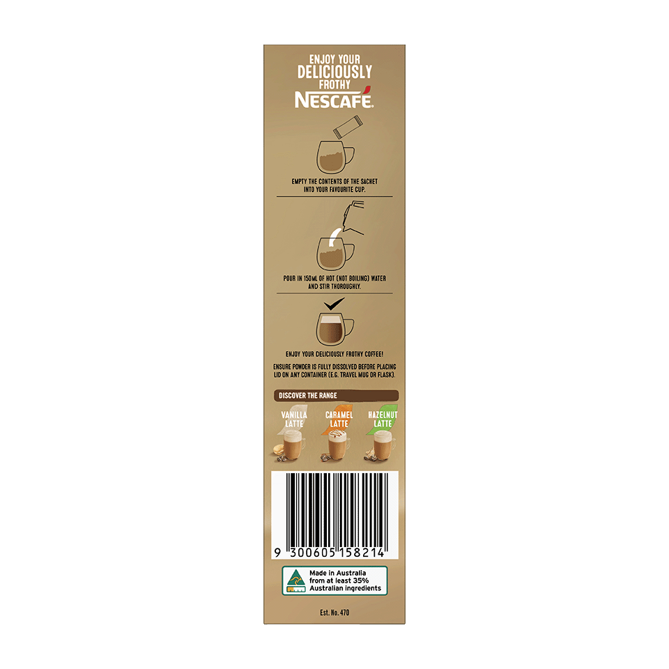 Nescafe Creamy coconut Latte Sachets pack artwork