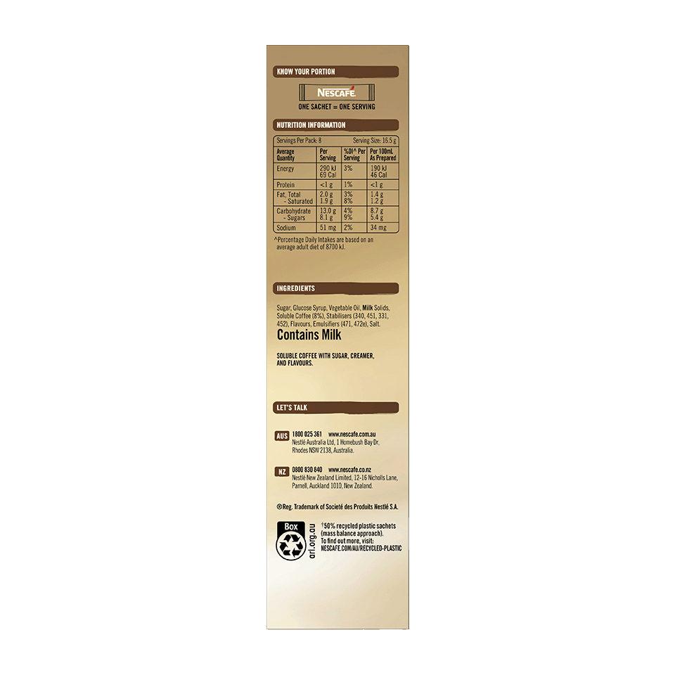 Nescafe Creamy coconut Latte Sachets pack artwork