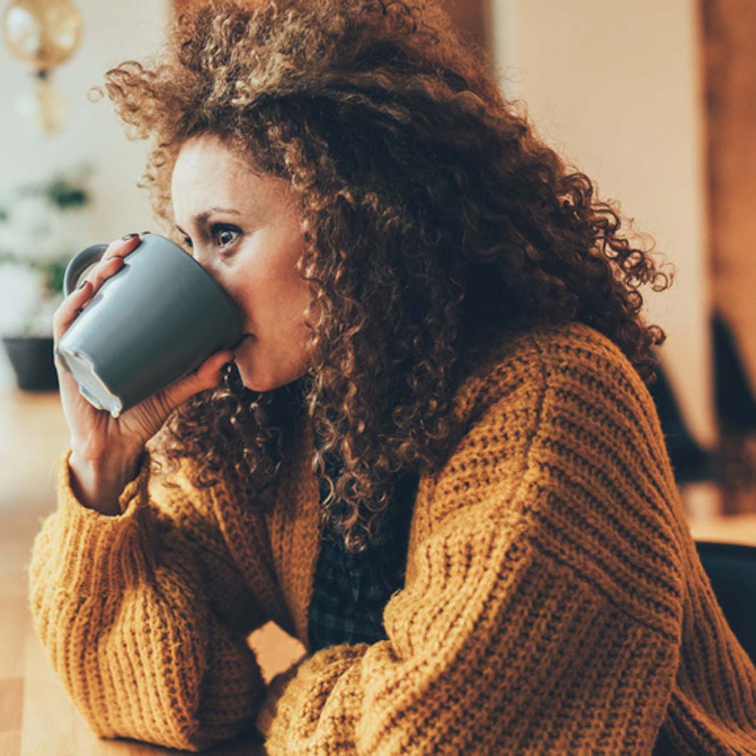 Woman drinking coffee