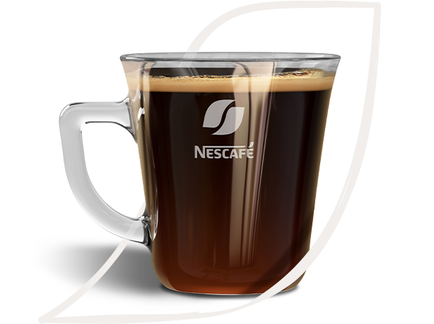 A transparent glass mug filled with black coffee