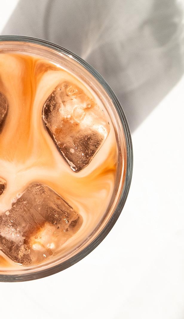Iced cappuccino in glass