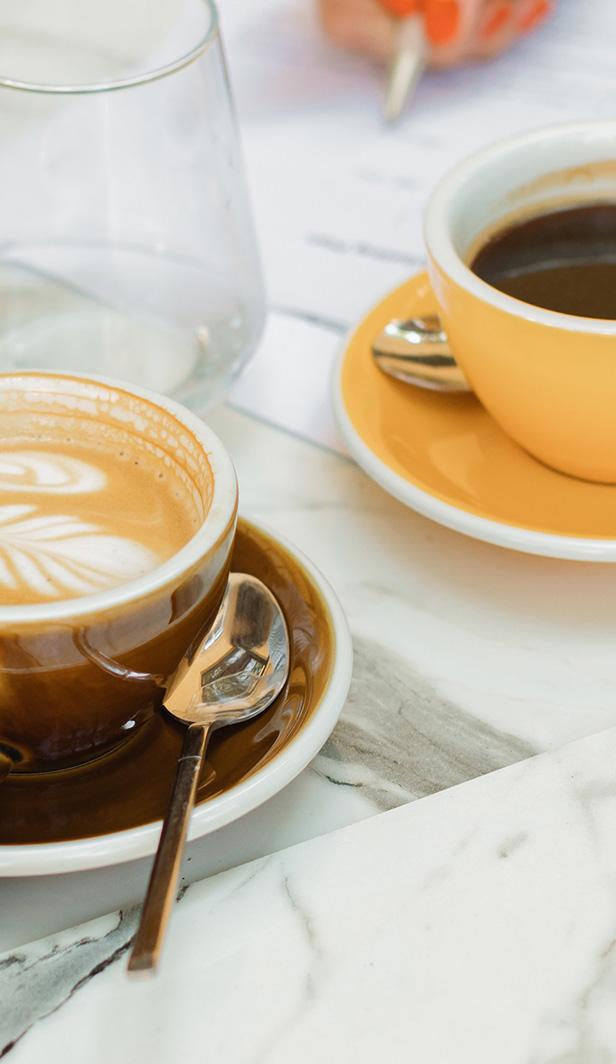 A cup of americano and a cup of flat white