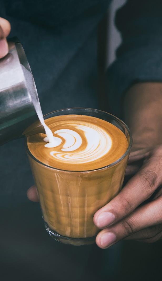 Flat white coffee in cup