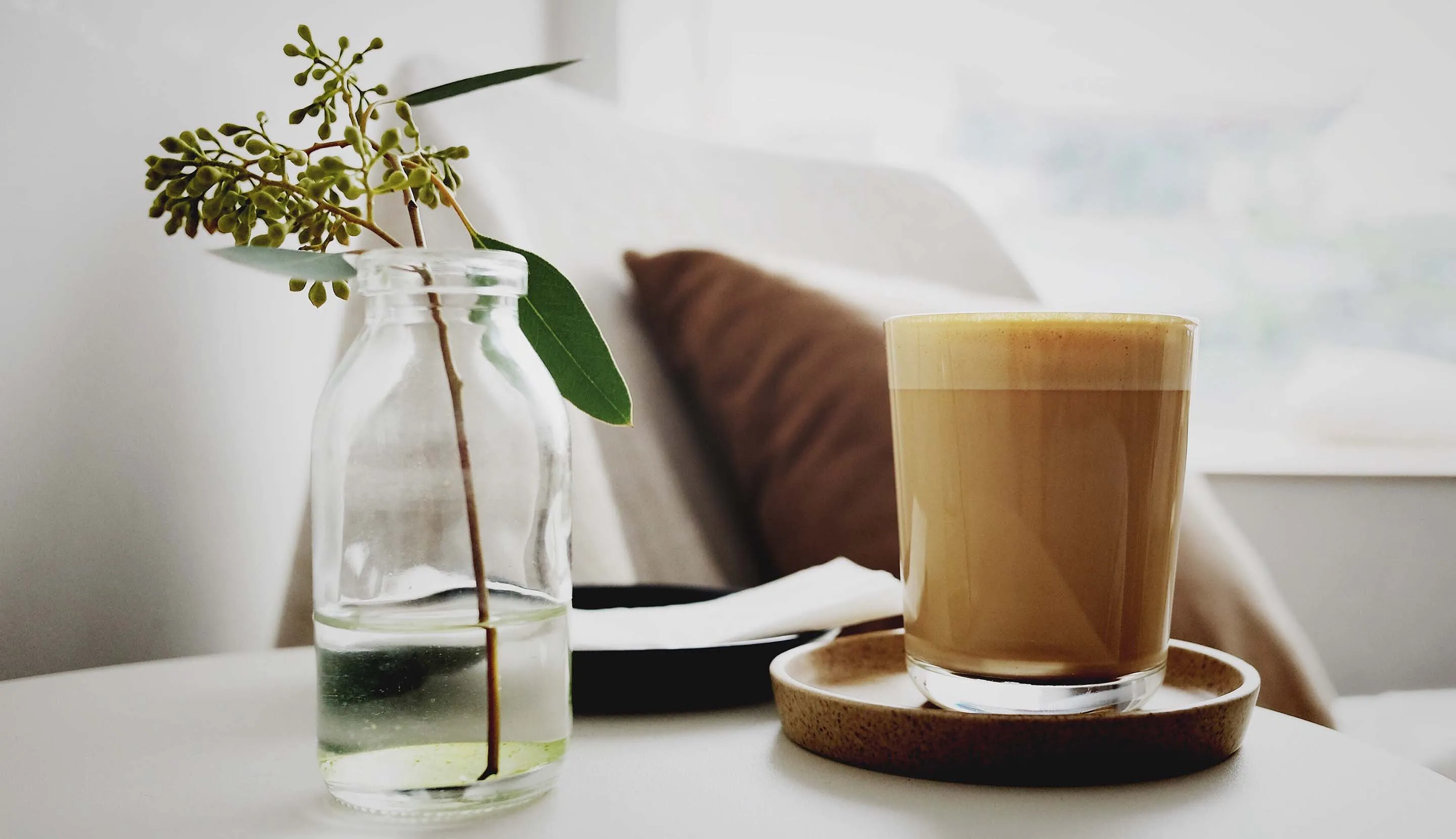 A glass of flat white