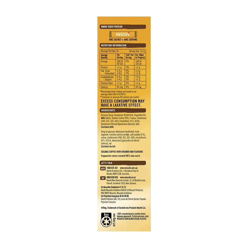NESCAFÉ® 98% Sugar Free Caramel Latte