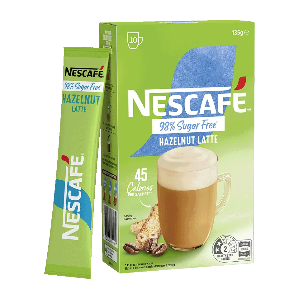 NESCAFÉ® 98% Sugar Free Hazelnut Latte sachets