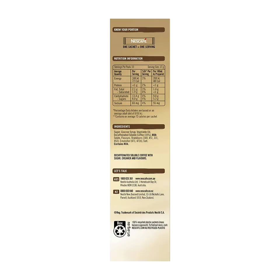 NESCAFÉ® Caramel Latte Decaf Sachets