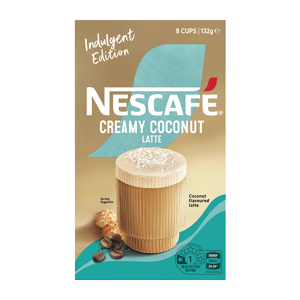 Nescafe Creamy coconut Latte Sachets pack artwork