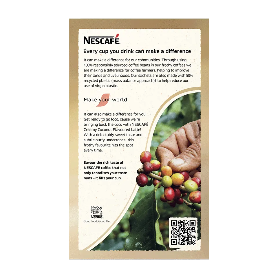 Nescafe Creamy coconut Latte Sachets pack artwork