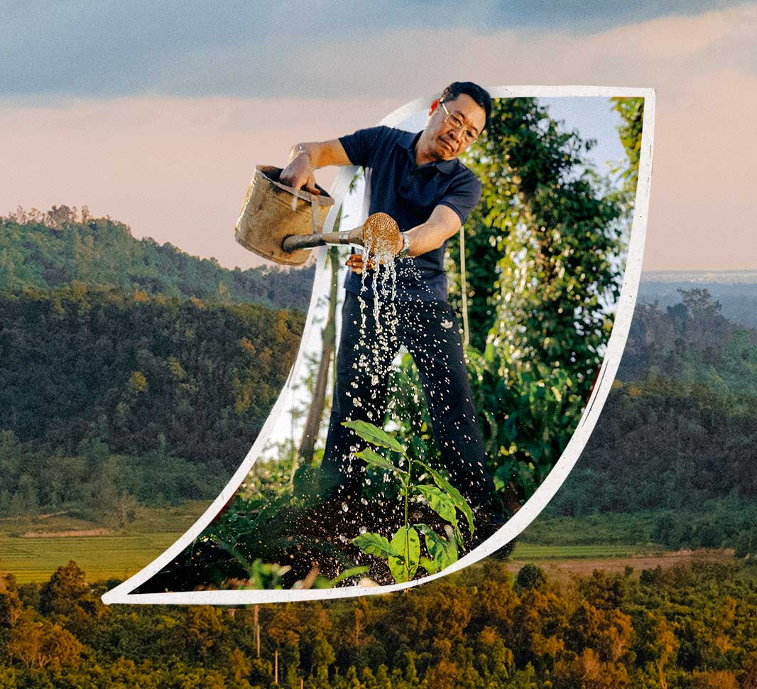Logo de Nescafé com a imagem de um agricultor