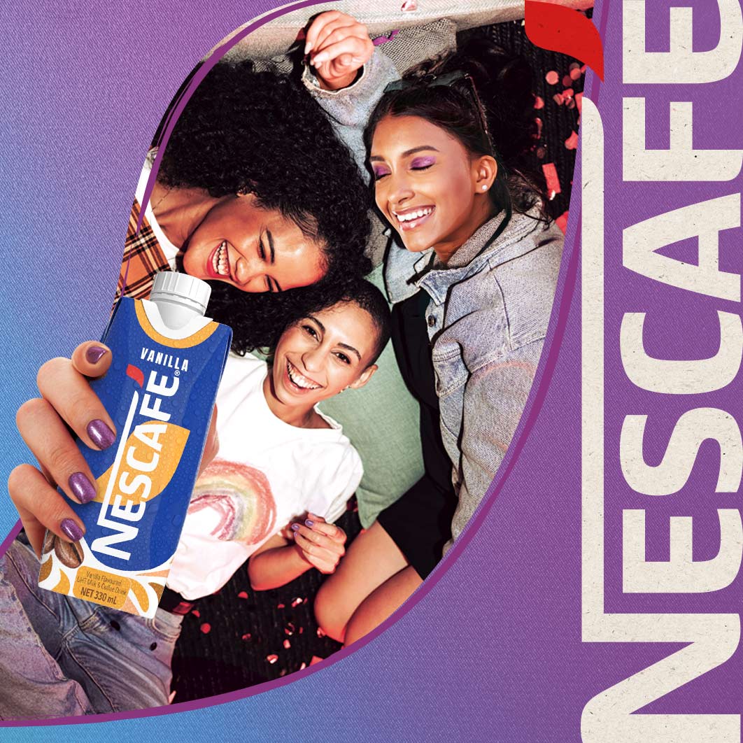 Friends holding Nescafe Ready-to-Drink Vanilla