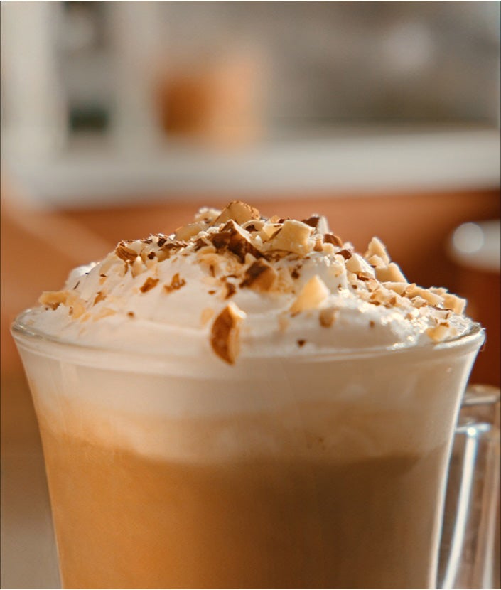 Creamy Hazelnut drink with whipped cream