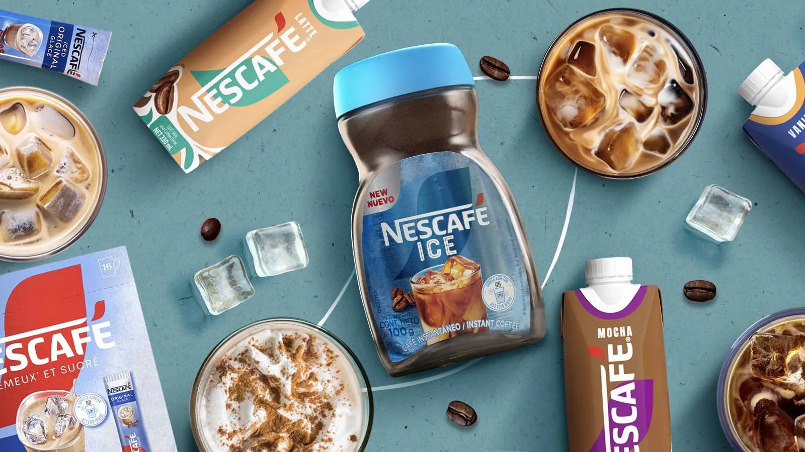 Assortment of NESCAFÉ® cold coffee products