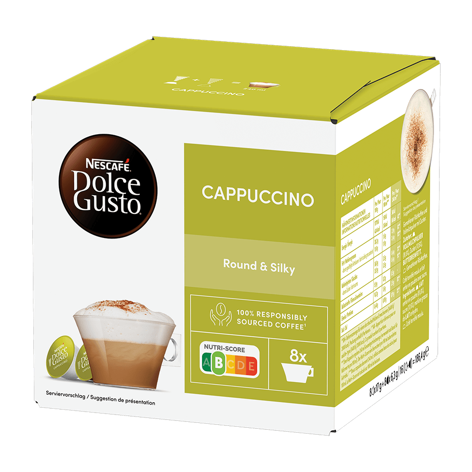 Dolce Gusto Cappuccino Pods – 96 Capsules, 48 Coffee + 48 Milk, Exp 12/2025