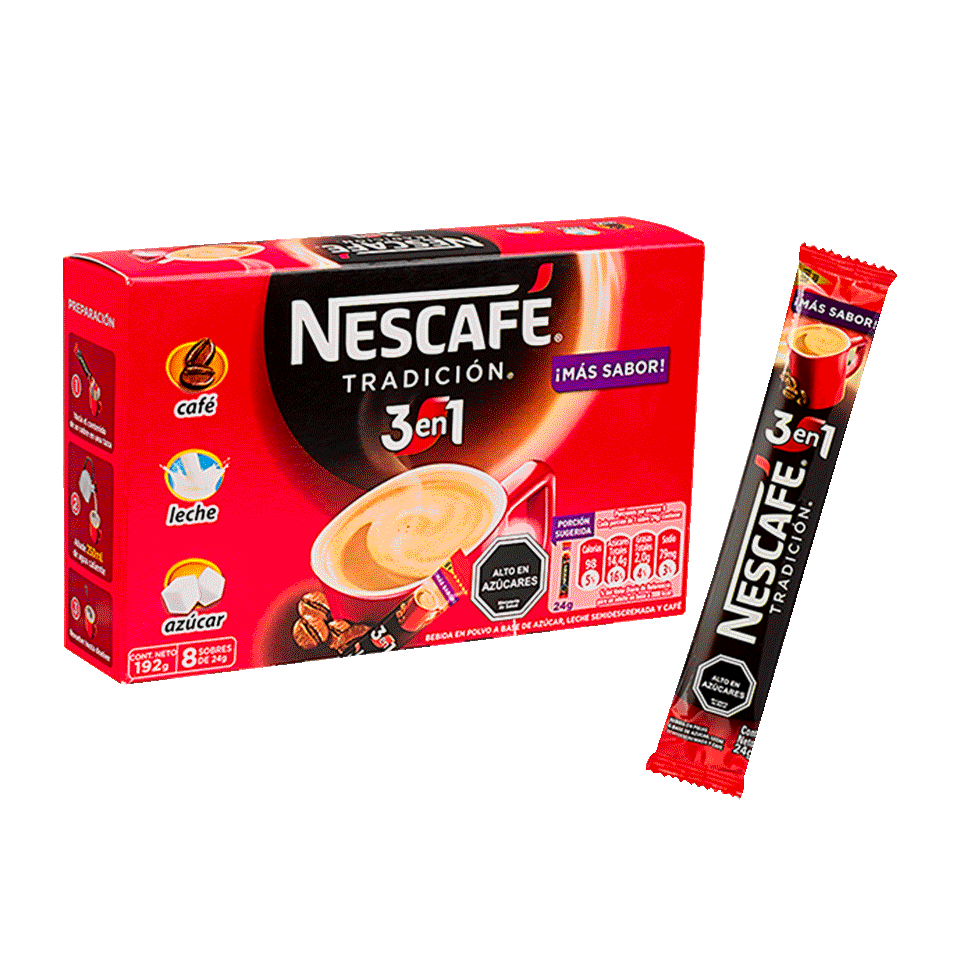 Nescafé 3 en 1: Sachet de café y en sobres