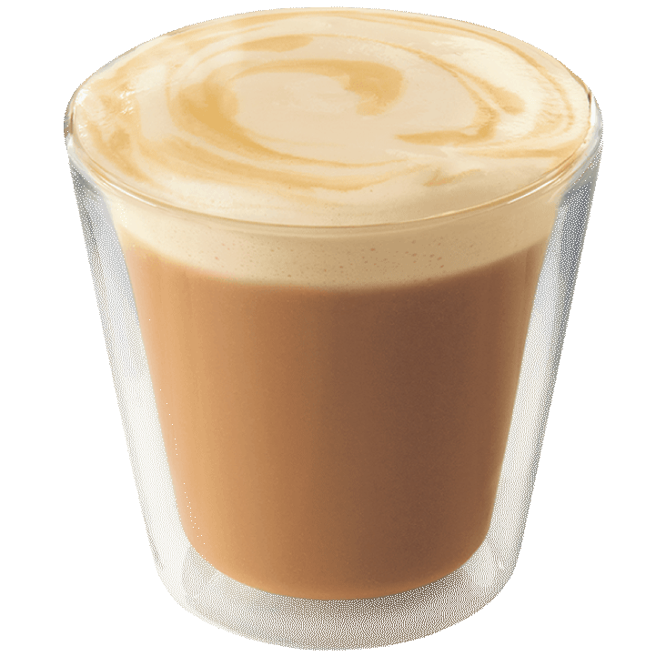 Una espumosa taza de un Caramel Latte