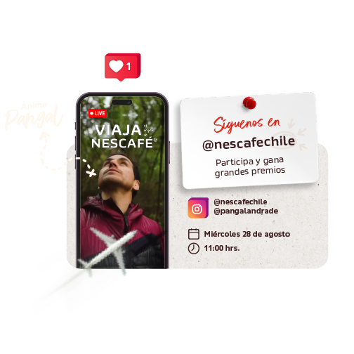 Un teléfono móvil que muestra a Pangal Andrade en una live de instagram donde se rebela el ganador de los pasajes a Colombia