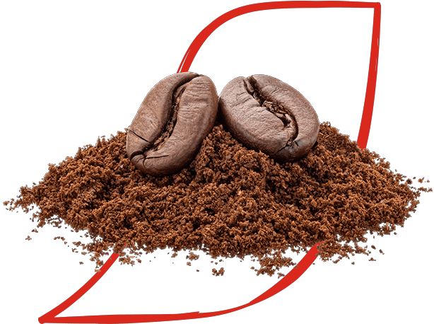 Granos de café con café instantáneo