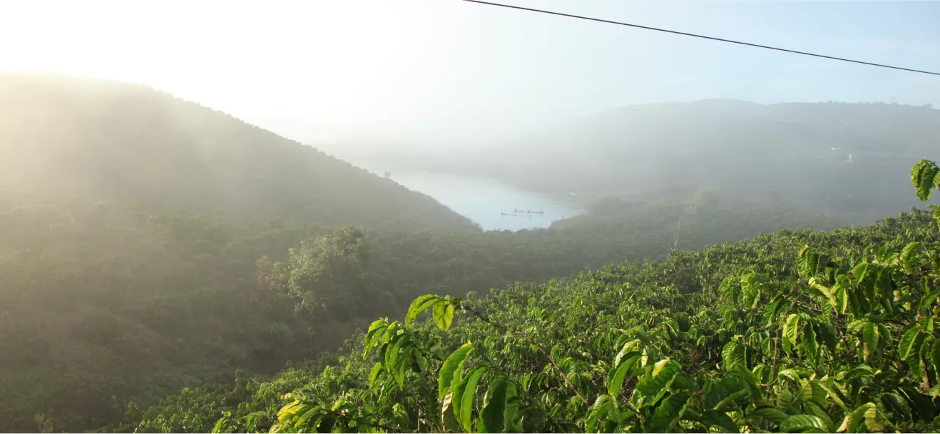 Paisaje de un atardecer en las montañas
