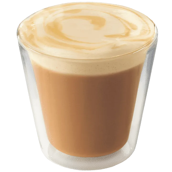 Una espumosa taza de un Caramel Latte