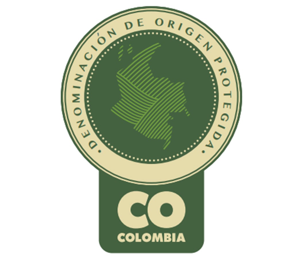 Los colores del sello del café de origen de Colombia son verdes