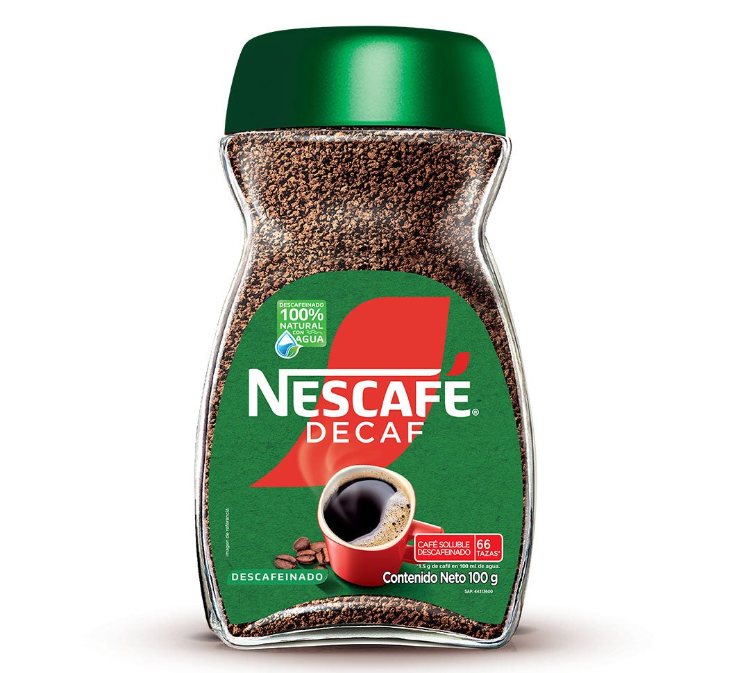 Empaque de NESCAFÉ® Decaf, un café soluble delicioso