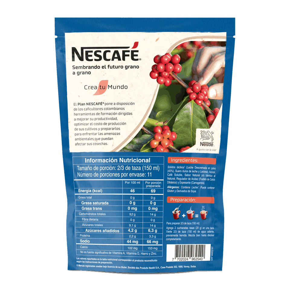información nutricional nescafé