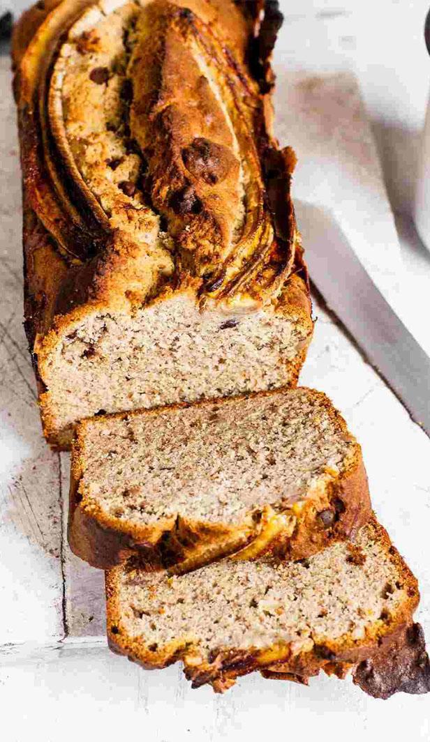 Banana bread and cup of coffee