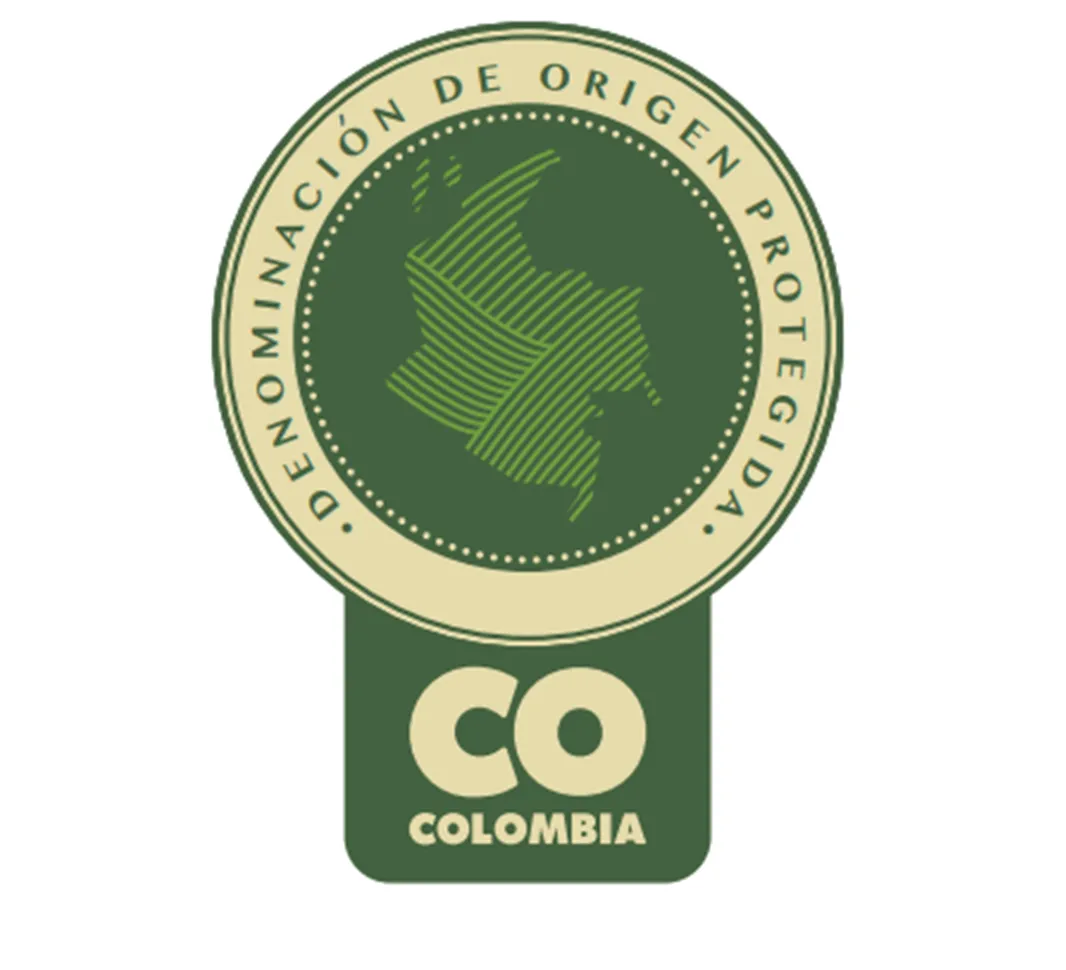 Los colores del sello del café de origen de Colombia son verdes