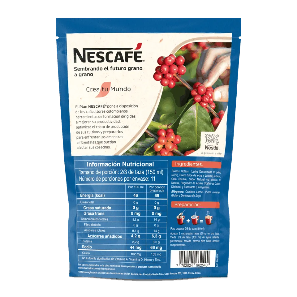 información nutricional nescafé