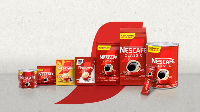 Range of NESCAFÉ products with fresh new packaging