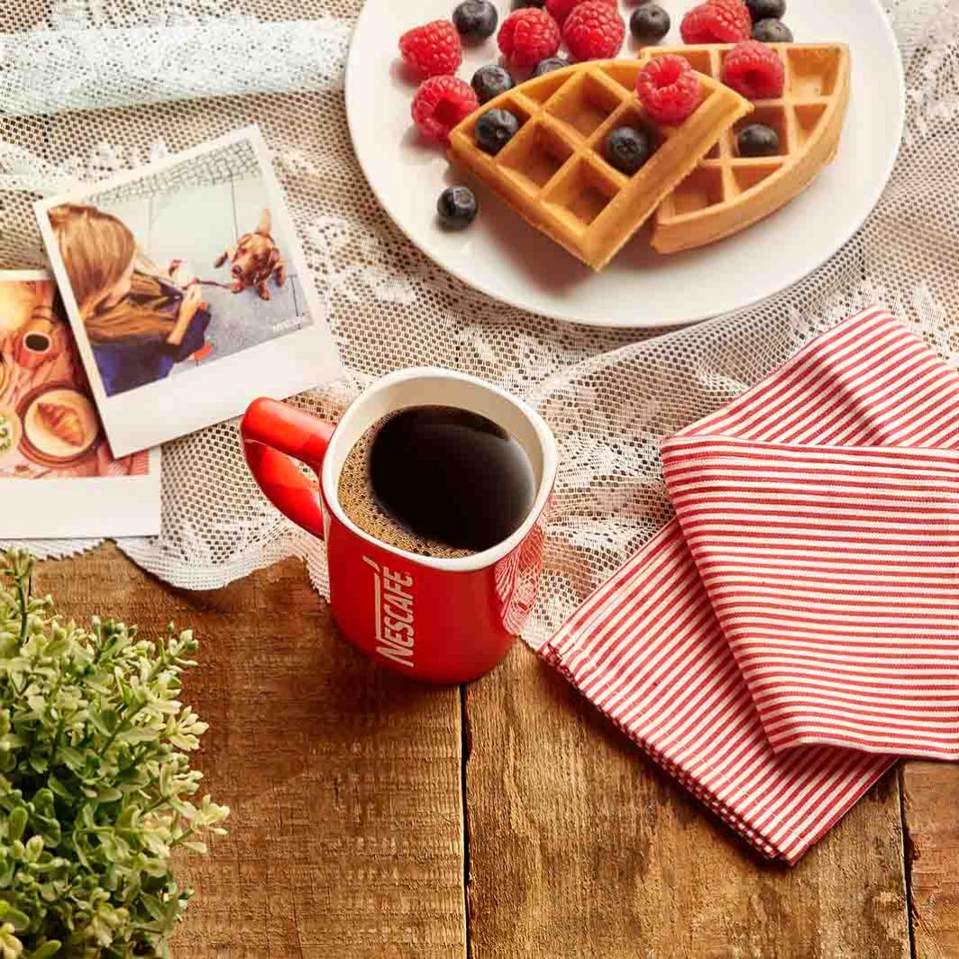 Nescafe classic mug at breakfast