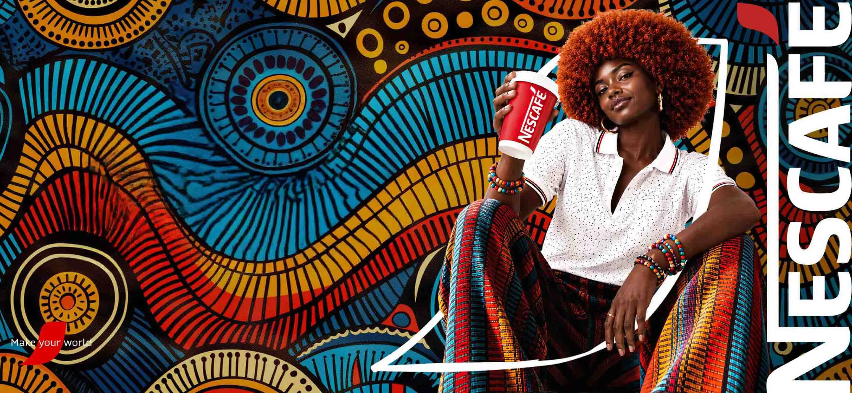 Stylish young woman holding a NESCAFÉ, with “My Coffee My Style”