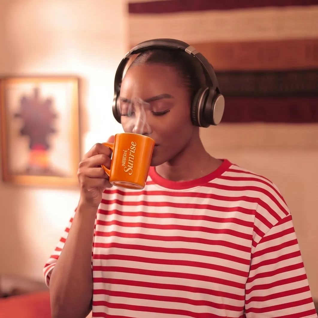 woman drinking coffee