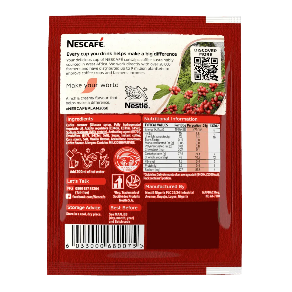 Nescafe Original 3in1 25g back