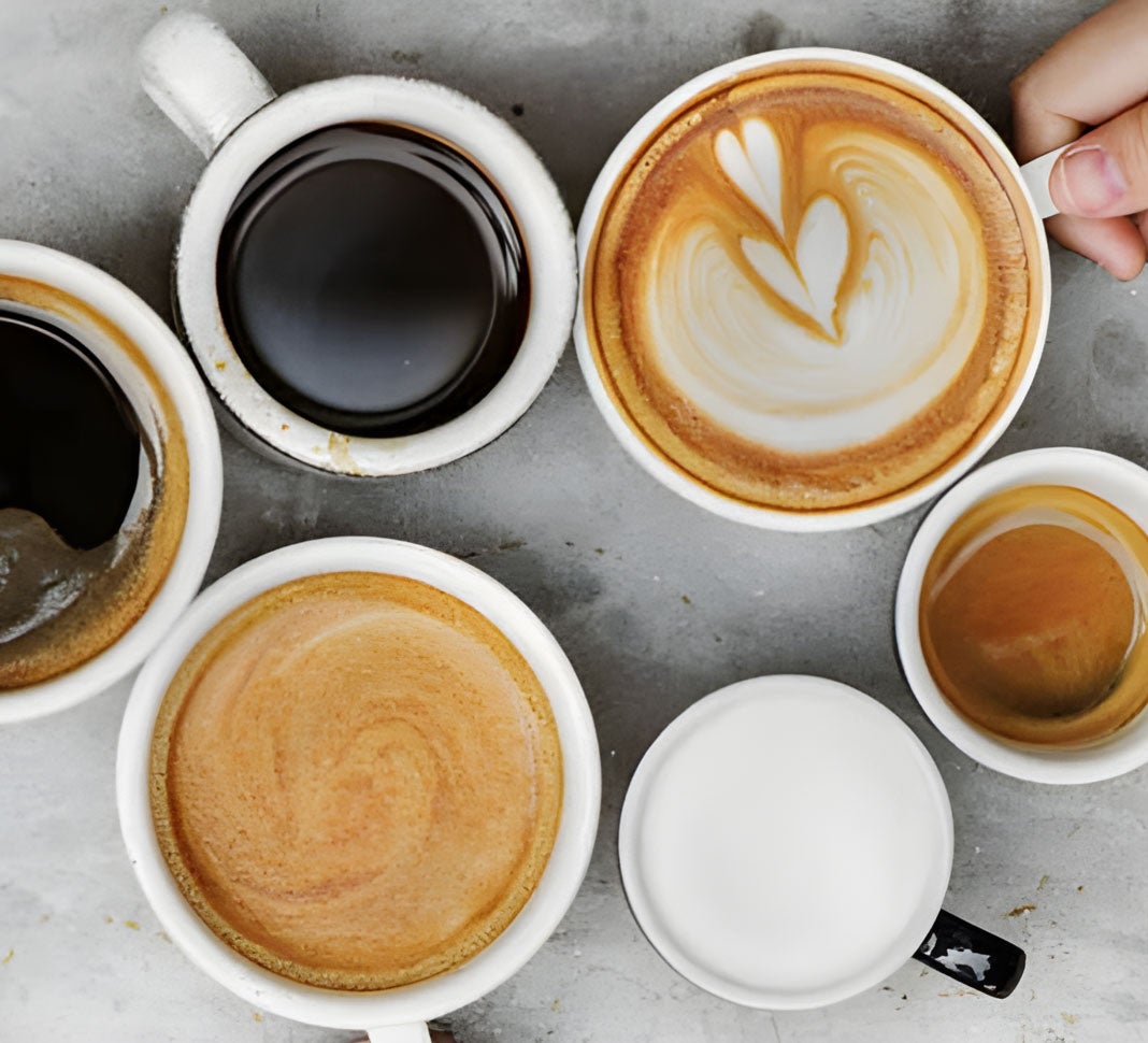 Mugs with different kinds of coffee