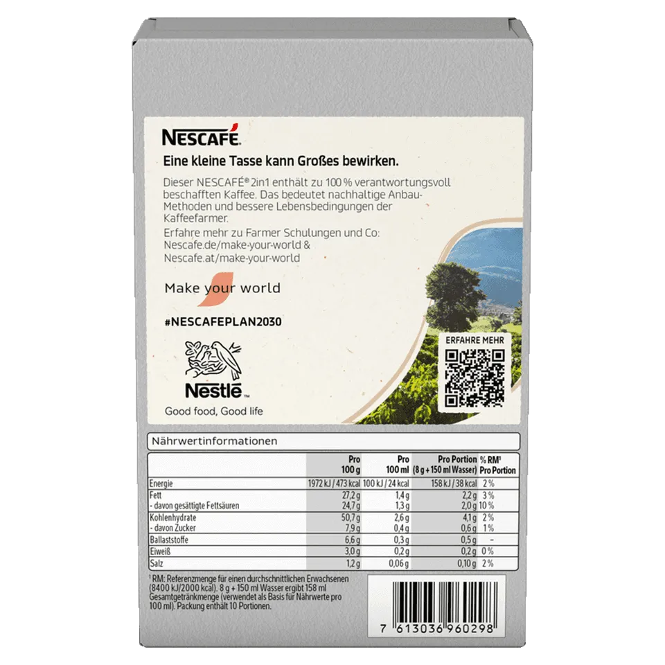 NESCAFÉ 2in1 Kaffee und Creamer sticks Zurück