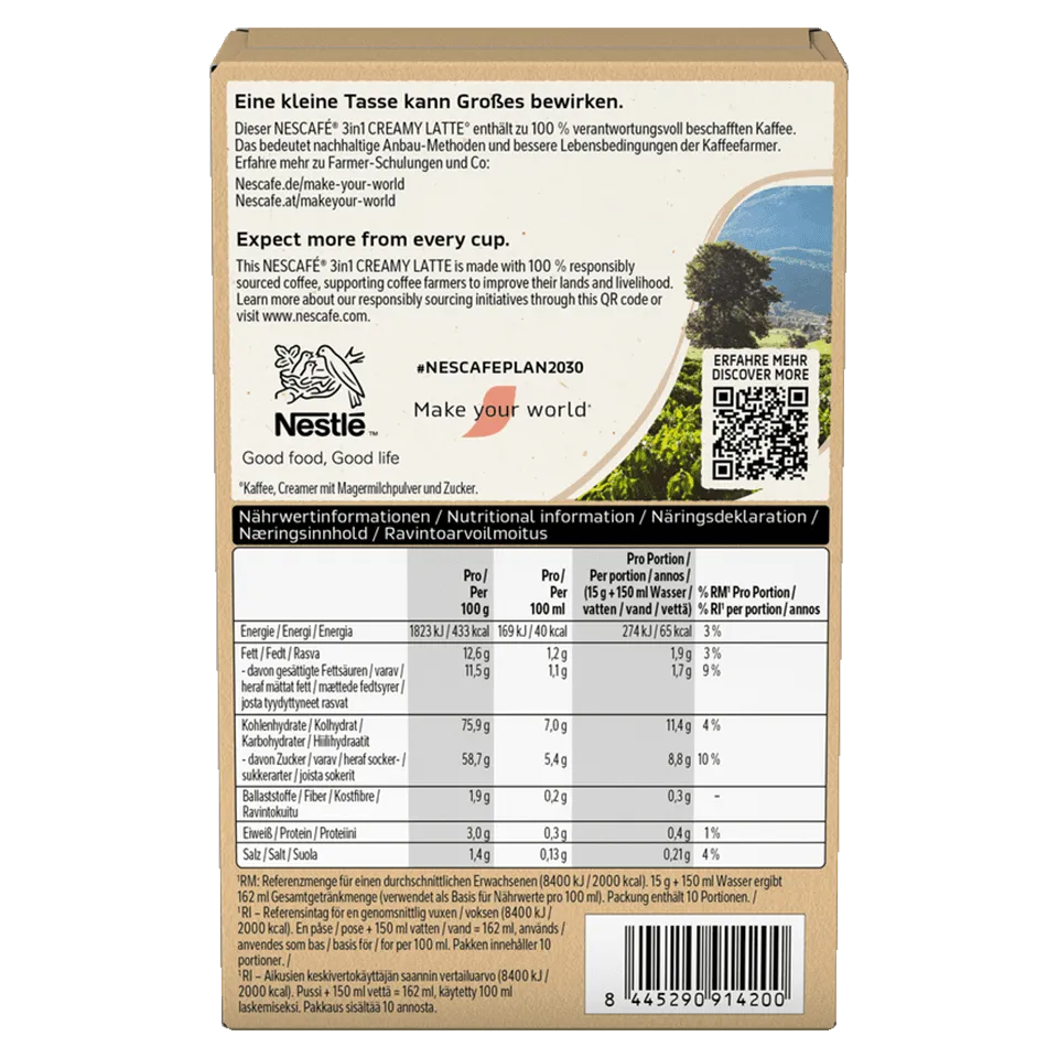 NESCAFÉ® 3in1 CREAMY LATTE sticks Zurück