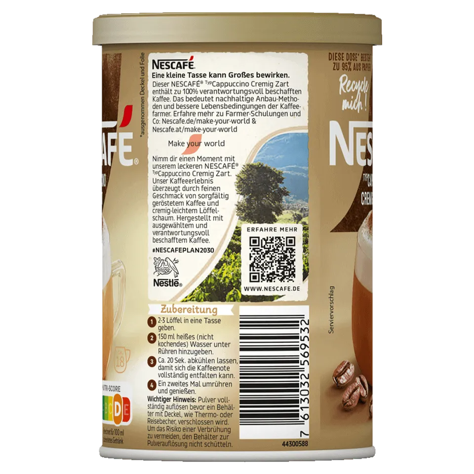 Cappuccino Cremig Zart Dose Zurück