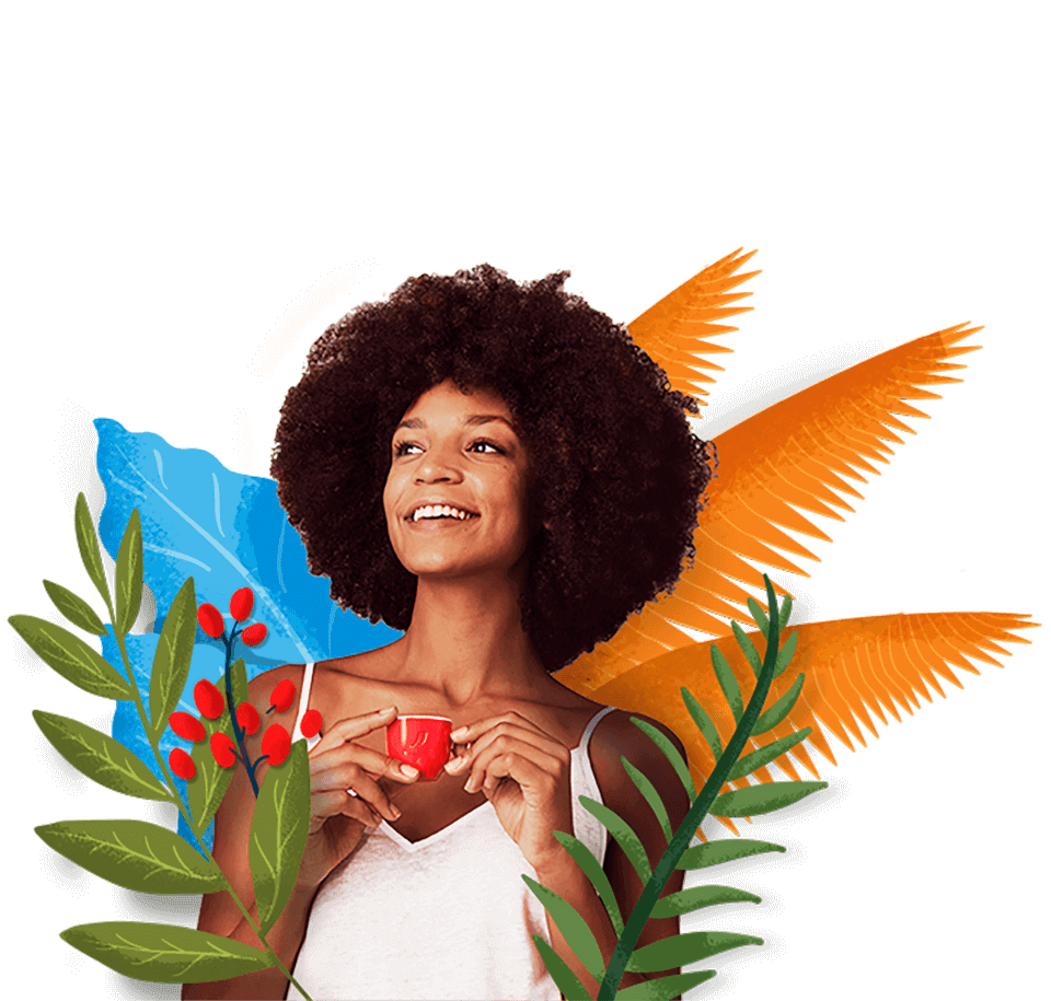 Woman holding cup taste quality