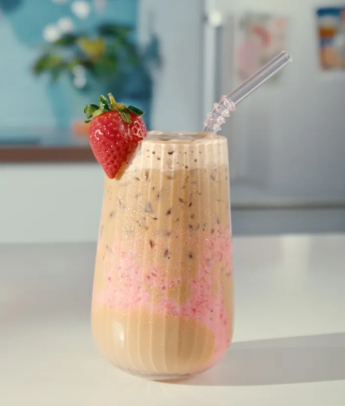 Latte glacé à la fraise