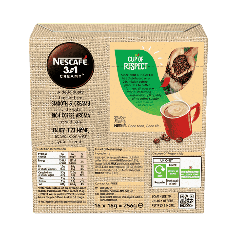 Nescafe Sweet & Creamy Iced Coffee, Instant Coffee Sachets, 16x16g