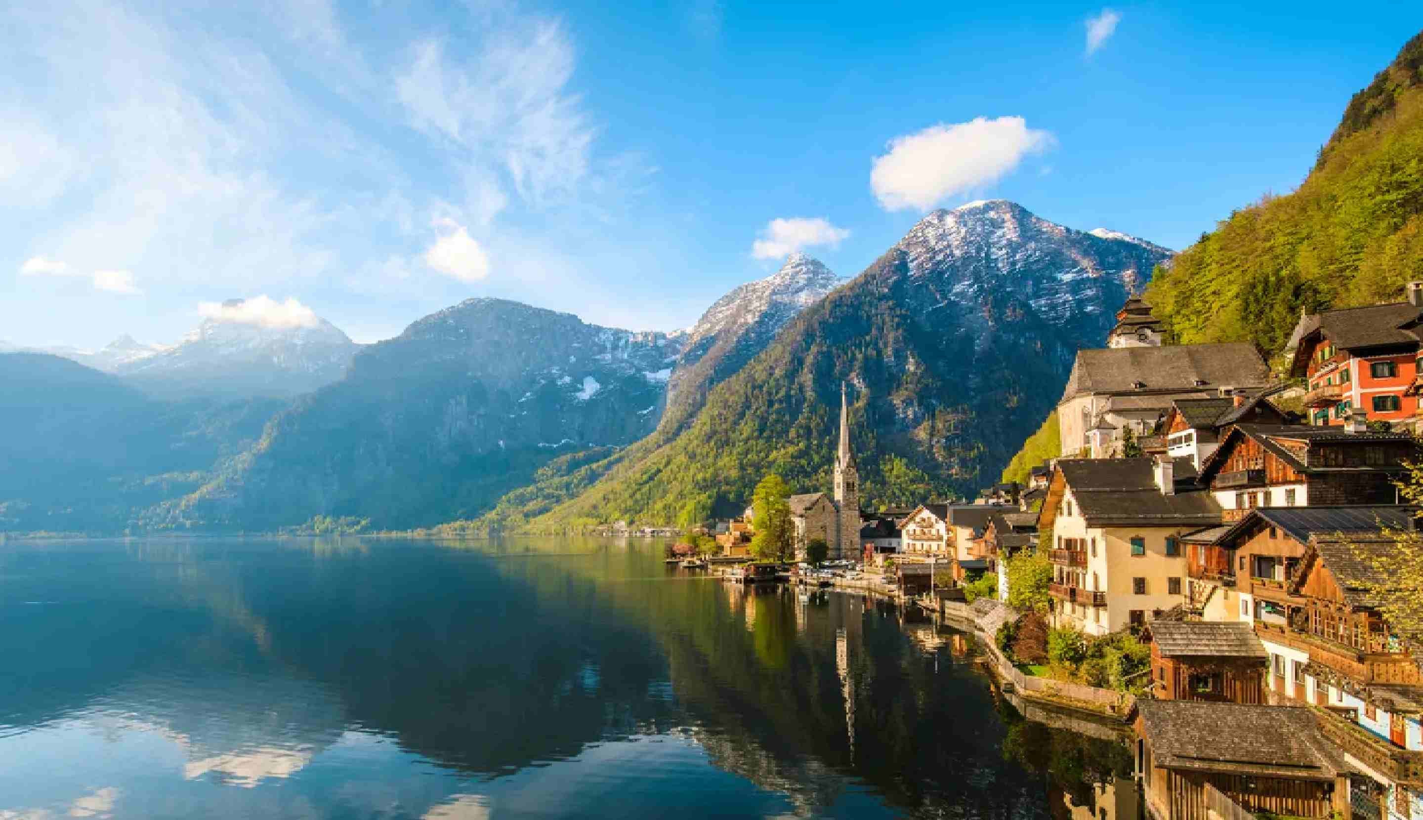 Village lake border Austria