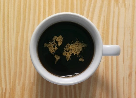 Coffee with map of world image