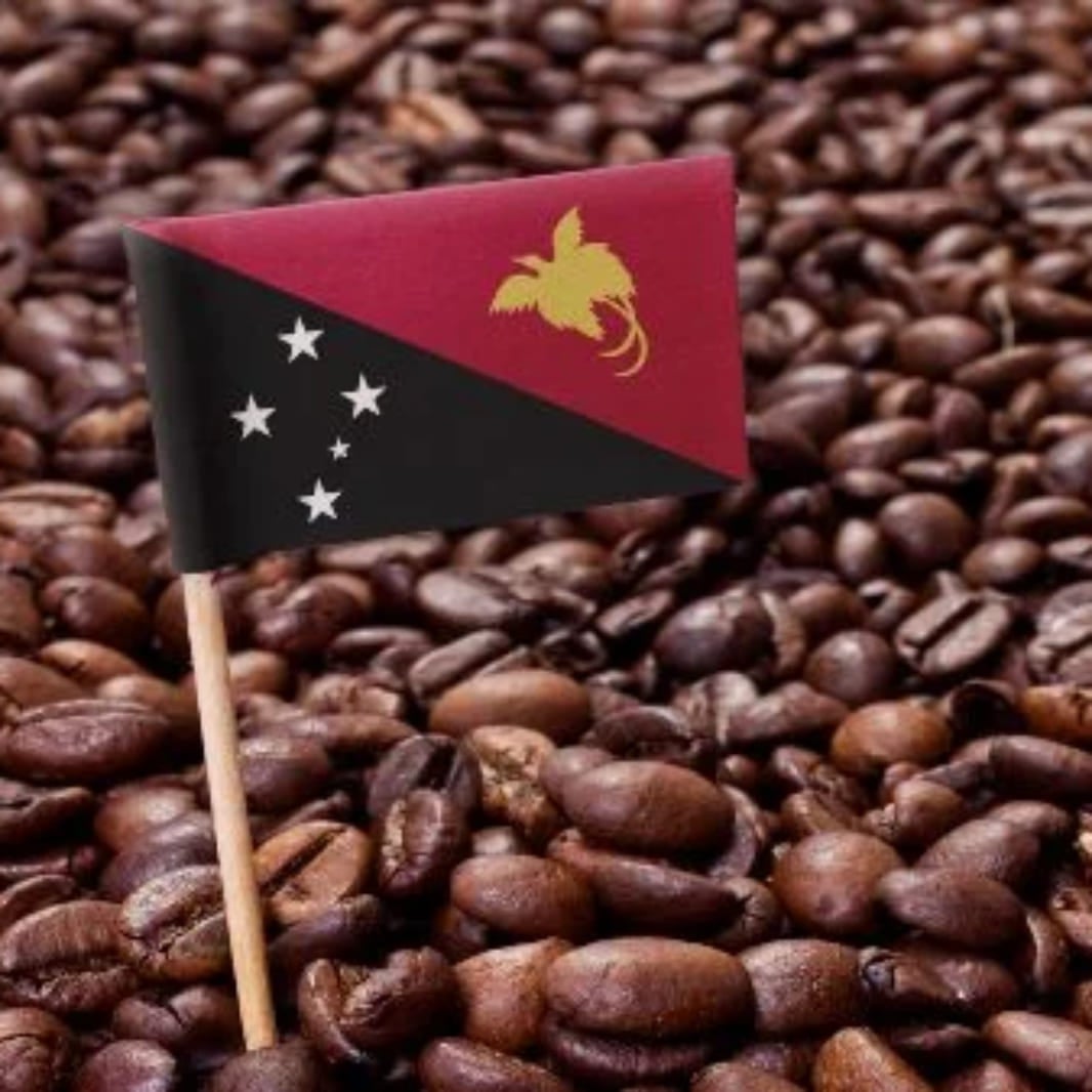 Papua New Guinea Coffee Beans Flag